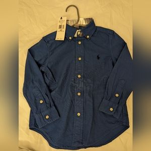 Brand New with Tag long sleeve dark blue 4t Ralph Lauren boy shirt